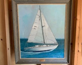 This was the homeowners sailboat as a child...her Dad had this painting made for them...its really cool!