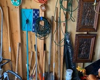 Leaf Blowers, rakes, shovels, spreaders, wheelbarrow, ax, picks, trimmers, full tool box, etc.