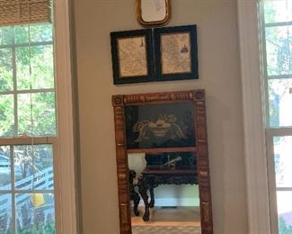 Original Hitchcock mirror...old maps of France and an Italin guild mirror...