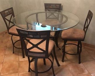 Rustic Glass-top 4 Piece Kitchen Table