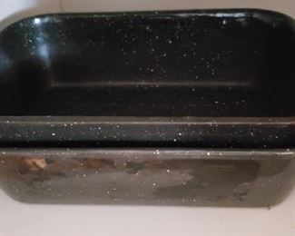 Vintage Black/White Speckled, Enamel Cookware