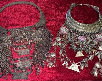 ANTIQUE HEAVY PURE SILVER BIBS CHOKERS