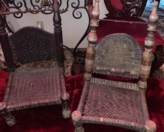 4 ANTIQUE LOW CHAIRS $165 EACH