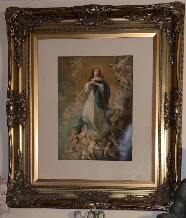 ANTIQUE IMMACULATE CONCEPTION  OIL  CANVAS LITH 2FT..BUFFALO PICTORIAL COMPANY,,,NEW YORK  $250