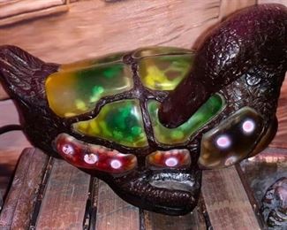 TIFFANY STYLE LARGE BRONZE STAIN BUBBLE GLASS BRONZE DUCK  $70