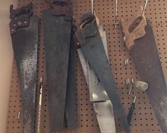 Vintage Disston hand saws and other hand and power woodworking tools