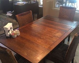 Antique oak dining table and chairs