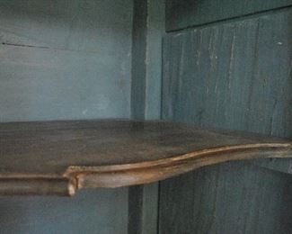 Offered at $3000. French Pine 19th Century two part cupboard. Hardware is not unique to this piece. Scallop cut shelving. The cabinet has been white washed or limed. A stunning and sturdy piece for the era. (59.75"w x 28.25"d x 102.5"h) ~ Please send inquiries via text to 251.525.0966 and reference the photo number.