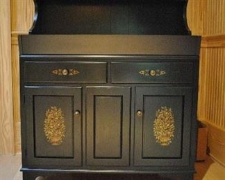 Offered at $250. Hitchcock style dry sink. 20th Century. Great condition. (36.5"w x 17.75"d x 46"h) ~ Please send inquiries via text to 251.525.0966 and reference the photo number.