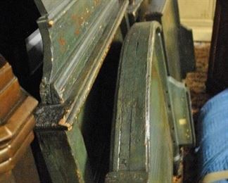 Offered at $1500. Italian painted convent bed. Circa 1800. Good condition, age considered. Includes matching side rails and foot board. ~ Please send inquiries via text to 251.525.0966 and reference the photo number.