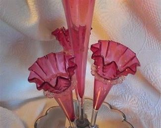 Cranberry epergne, mint, also have an opalescent larger one