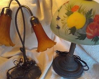 Selection of lamps: tulip & painted satin