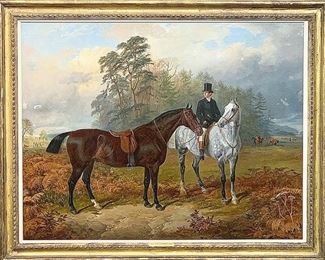 Lot 257: James Walsham Baldock Oil on Canvas. Equestrian Landscape