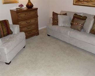 Lovey ivory micro suede sofa and chair