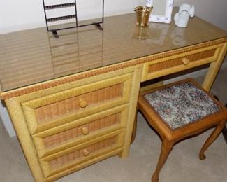 1 of 3 wicker desk/vanity tables