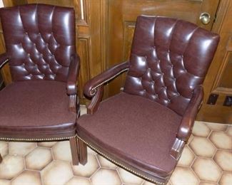 pair leather/upholstered chairs