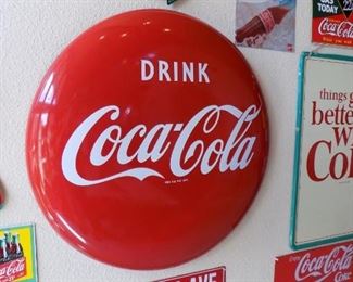 Vintage "Drink Coca-Cola" Button Sign - 36"