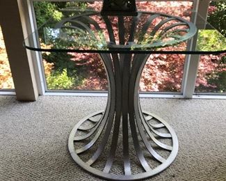 Russel Woodard Aluminum Glass Top End Table
