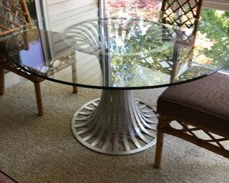 Russel Woodard Aluminum Glass Top Table