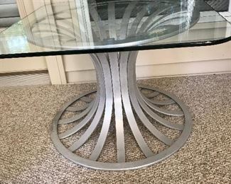 Russel Woodard Aluminum Glass Top End Table