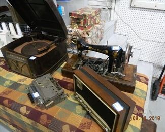 vintage electronics/antique sewing machine
