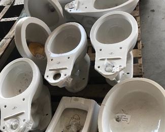 Many different brands and styles of commercial and residential toilets and urinals
