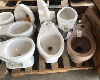 White, off white, and a mocha toilet available