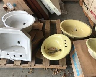 Rare cornered American Standard bathroom sink in an Art Deco style
