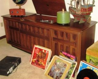 Deppman entertainment center with records