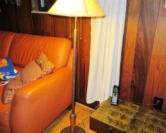 Deppman floor lamp with leather sofa and table