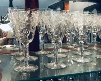                          Etched crystal stemware, all sizes