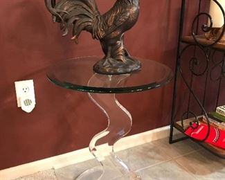                           Glass top table with lucite base