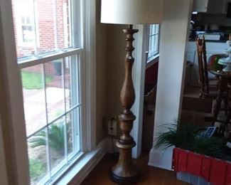 Wood floor lamp