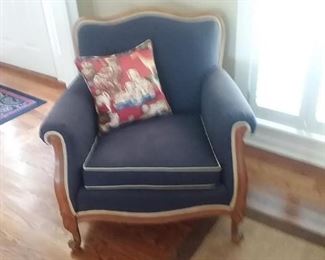 Upholstered navy chair