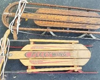 Vintage wood sleds