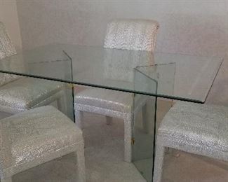 All glass dining table with 4 chairs