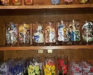 Vintage screened glassware