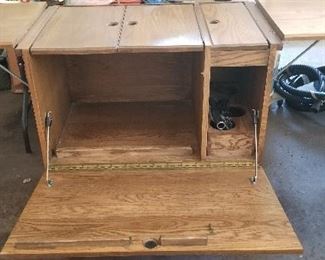 Fold out storage cabinet