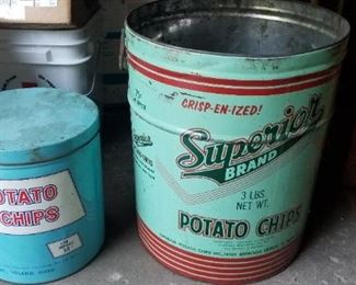 Vintage potato chip cans