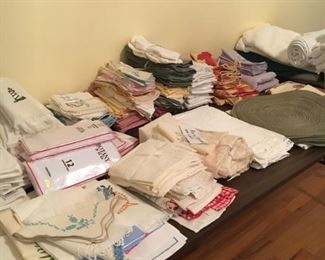 Vintage linens. Sets plus assorted items. Some sets include table cloth plus matching napkins.