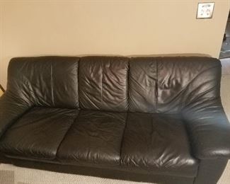 Black leather couch. 80 x35 inches. No rips tears stains or smells. $250