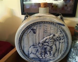 Antique ceramic canteen jug with handle. Excellent condition!