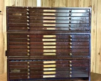 Vintage watch parts storage cabinets
