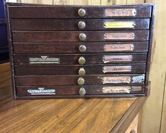 Vintage watch parts storage cabinets