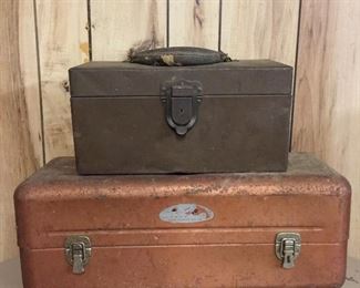 Vintage metal tackle or tool boxes