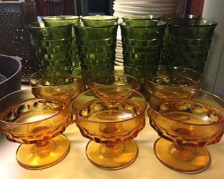 Amber and Green Glassware