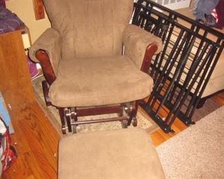Ultra Suede Glider Rocker with Ottoman