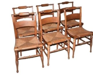 18. Set of Six 6 Rush Seat Chairs