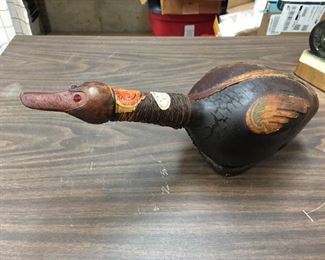 Vintage leather wrapped decanter with wine still in it!