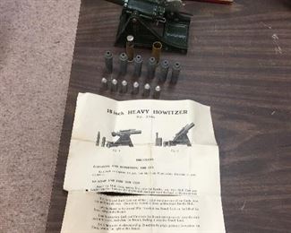 Vintage Britains 18” Heavy Howitzer no. 2106 with accessories, box and directions